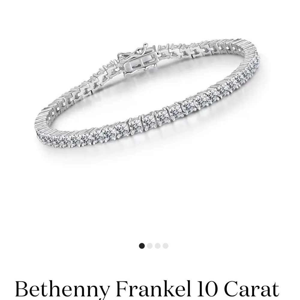 Bethany Frankel 10 carat diamond crystalline tennis bracelet 6.75. Platinum pl
